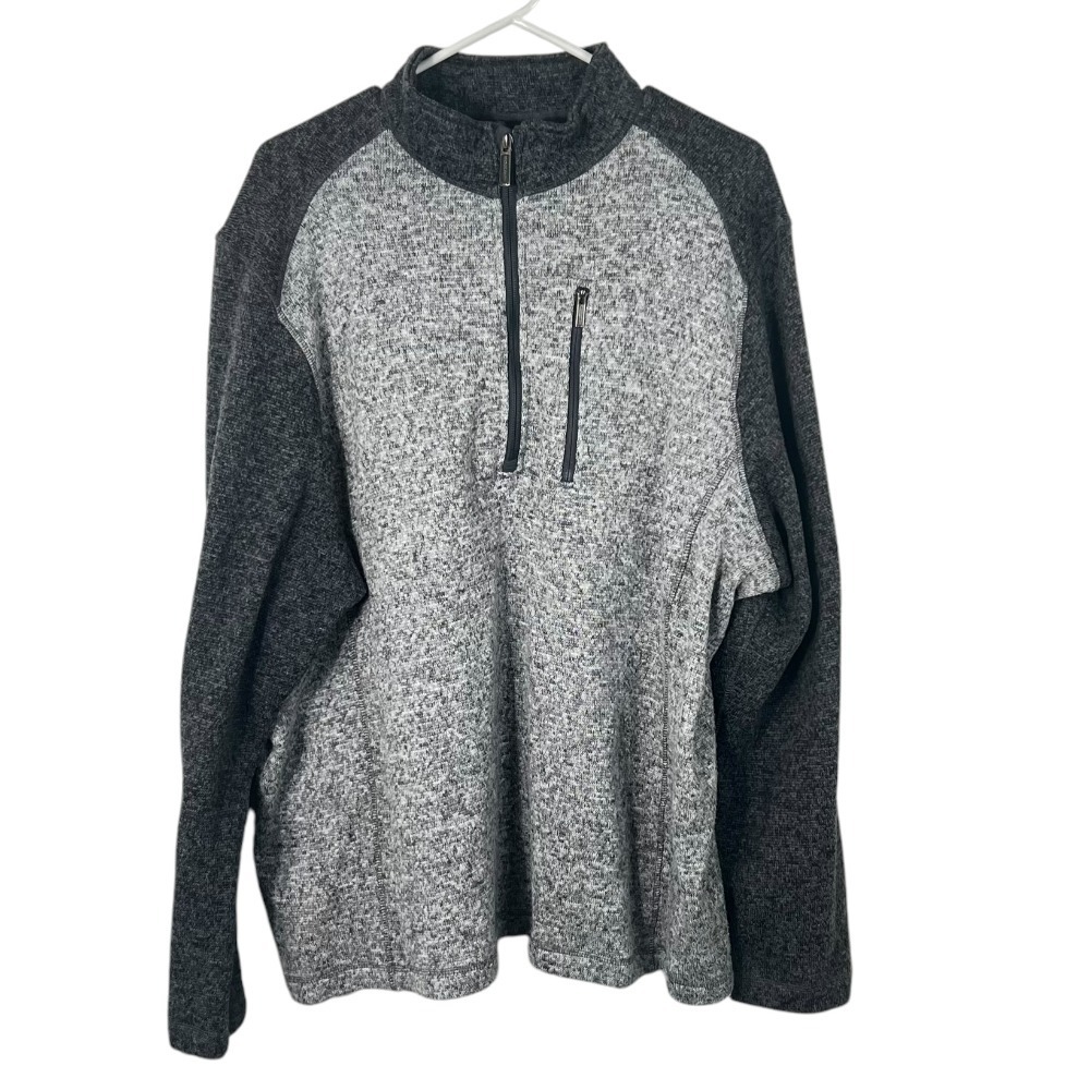 Woolrich Gray Fleece Mens 2XL Pullover Sweater Qtr Zip Warm Preppy Winter